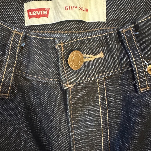 Levi's 511 Denim Slim Fit Boys Dark Blue Jeans Size 14 Reg 27/27 Be School Ready - Picture 3 of 5